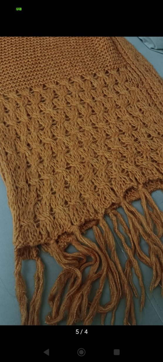 Kadın Bohem Örgü Şal Bej omuz şal atkı - Görsel 4