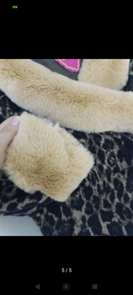 Kahverengi Leopar Desenli Suni Kürk Detaylı Bluz - Görsel 4