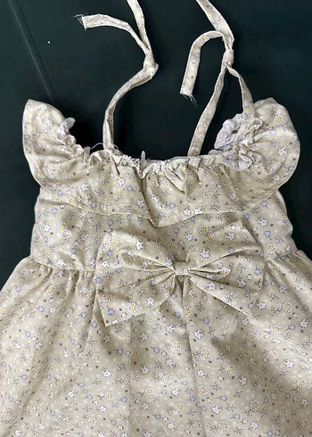 Kız Çocuk bej Pamuklu Fırfırlı Elbise 12ay - Görsel 2