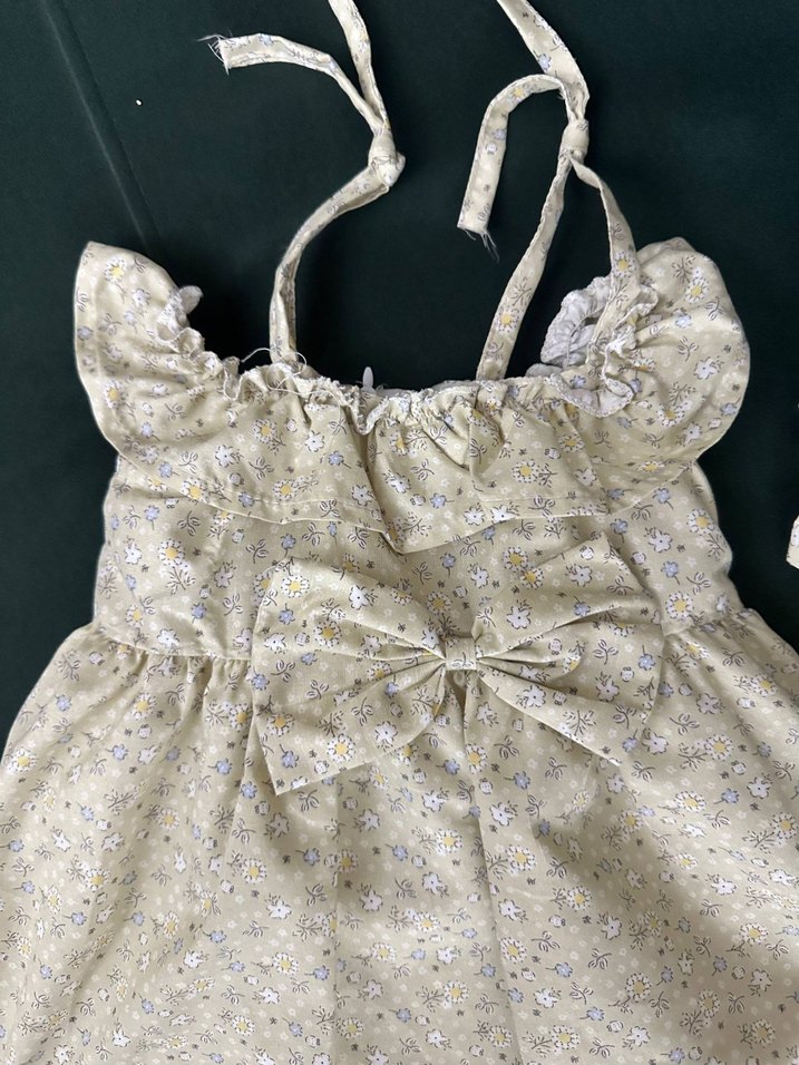 Kız Çocuk bej Pamuklu Fırfırlı Elbise 12ay - Görsel 2