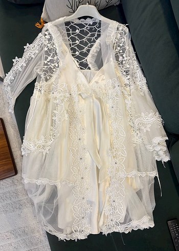 Bohem Mini Gelinlik.. beyaz sabahlık 2lü - Görsel 5