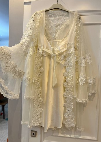 Bohem Mini Gelinlik.. beyaz sabahlık 2lü - Görsel 2