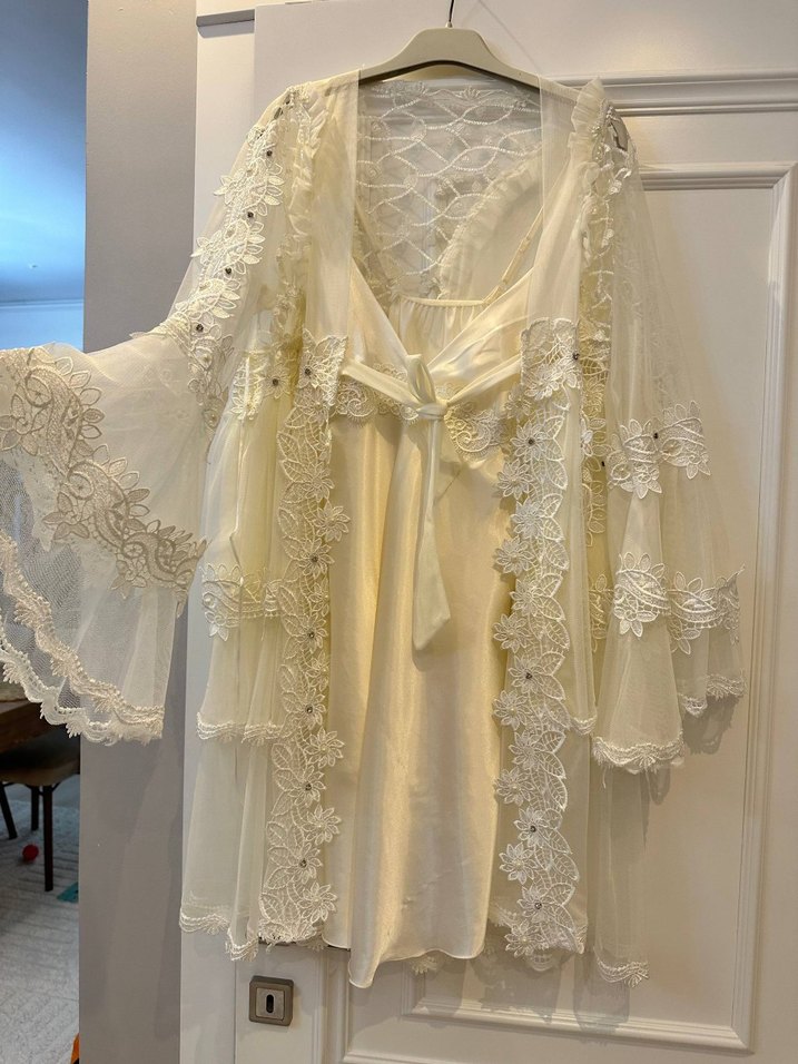 Bohem Mini Gelinlik.. beyaz sabahlık 2lü - Görsel 2