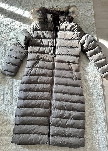 Kürk Detaylı Uzun Kadın Kışlık Mont. şişme mont - Görsel 3