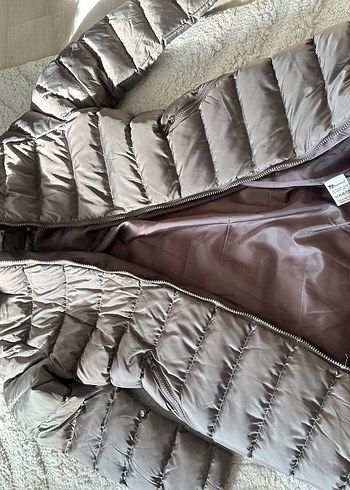 Kürk Detaylı Uzun Kadın Kışlık Mont. şişme mont - Görsel 4