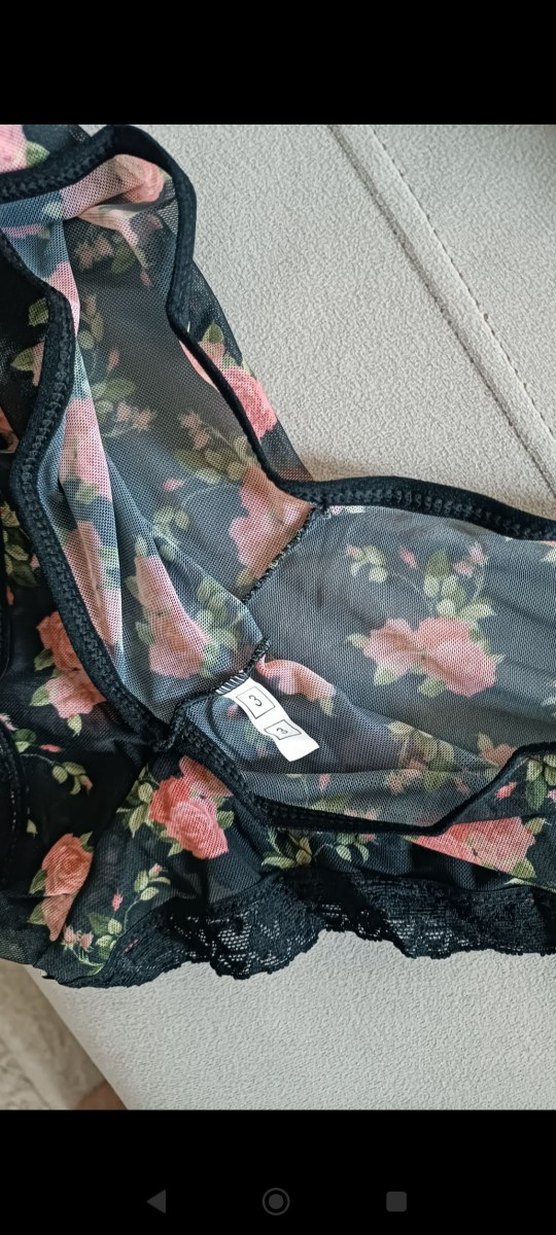 Koyu Pembe Çiçekli Vintage Goth Sütyen Takımı - Görsel 5