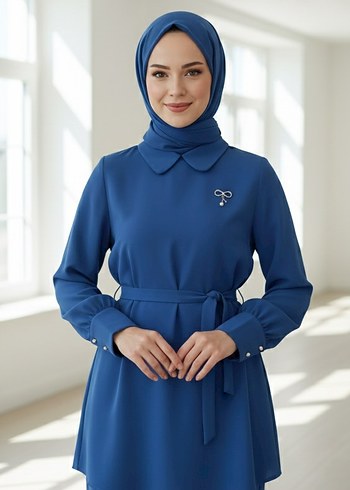 mavi Kadın ikili tesettür abiye Takım - Görsel 7