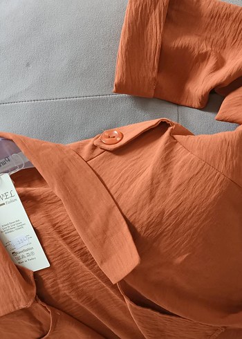 Kadın Kemerli Uzun Trençkot kap tunik - Görsel 6