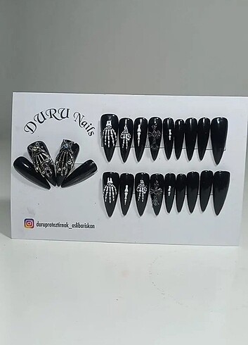 Diğer Takma Tırnak Siyah Gotik Stiletto Takma tırnak
