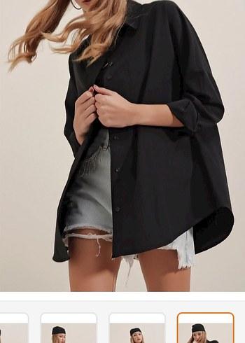 Siyah Oversize Kadın Gömlek