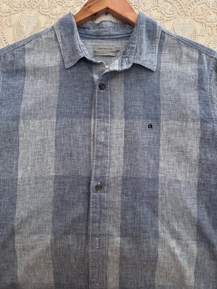 Calvin Klein Gri uzun  Kollu Denim Gömlek - Görsel 2