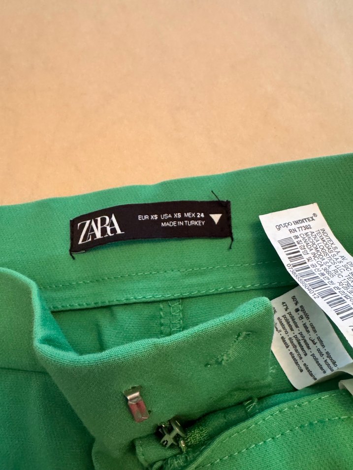 Zara Yeşil Midi Kumaş Kadın Pantolon - Görsel 5