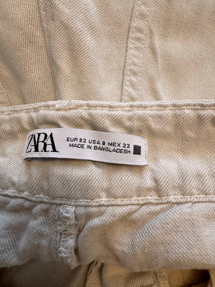 Bej Düğmeli Keten Kadın Pantolon - Görsel 3