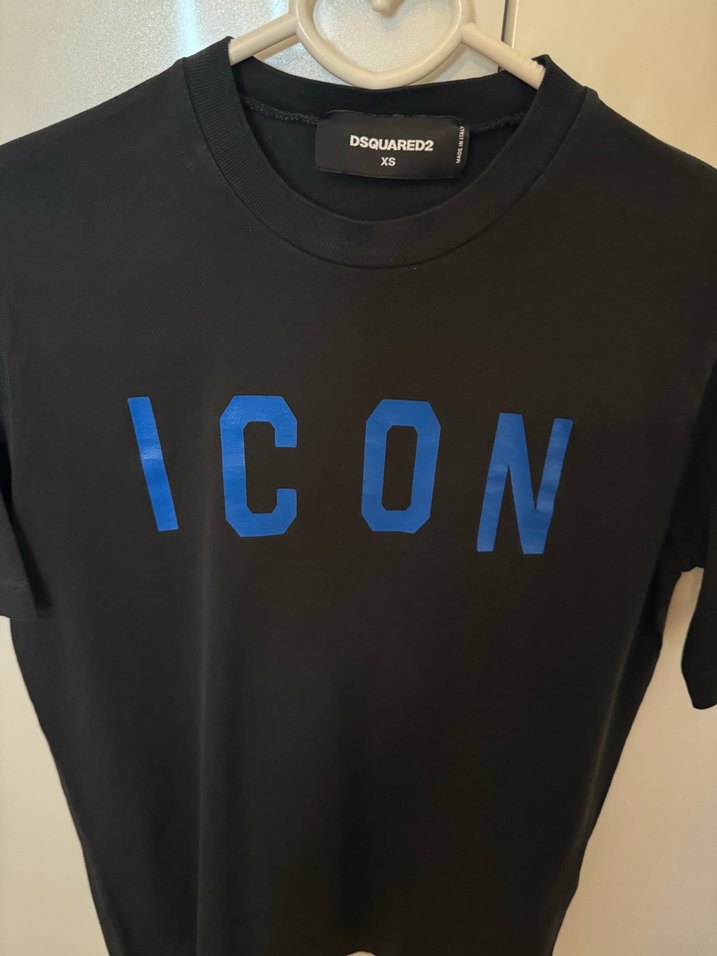 Siyah ICON Baskılı dsquared2 bayan dar kesim tişört - Görsel 2