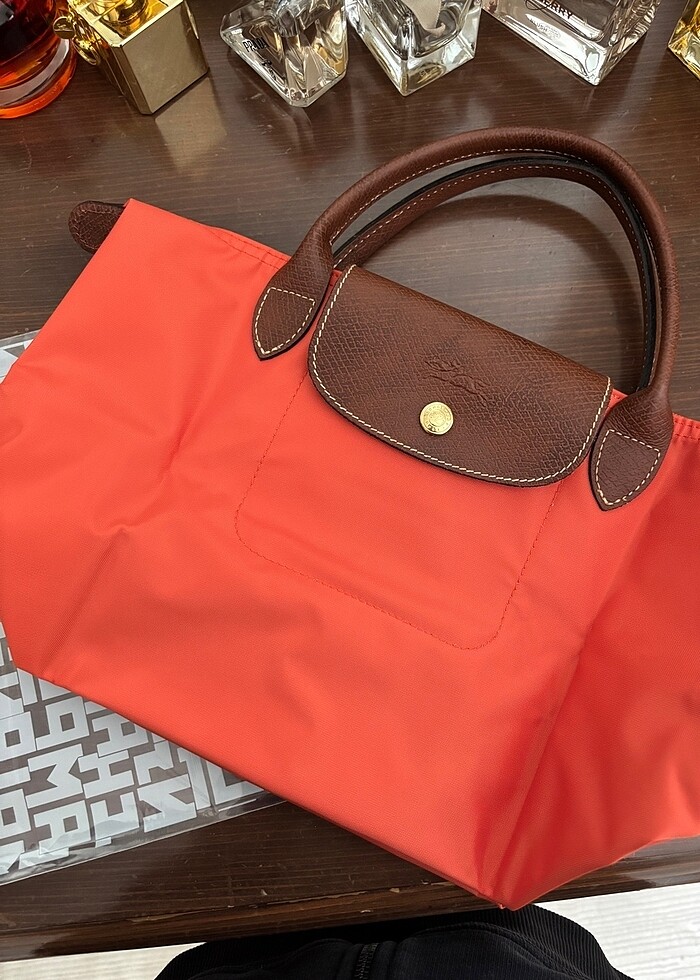 Longchamp turuncu çanta small beden - Görsel 2