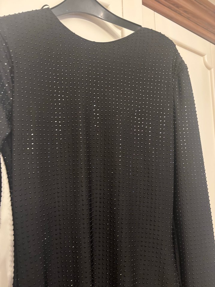 Siyah Uzun V Yaka Drapeli Kadın Elbise - Görsel 4