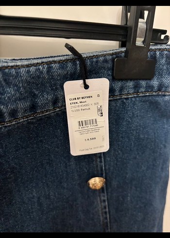 Düğmeli Mavi Mini Denim Etek - Görsel 2