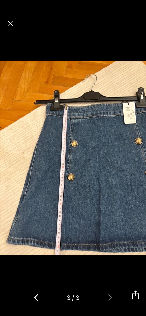 Düğmeli Mavi Mini Denim Etek - Görsel 3
