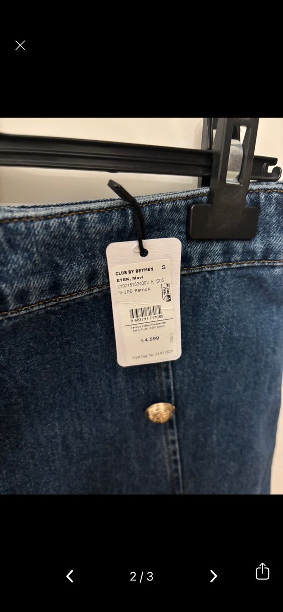 Düğmeli Mavi Mini Denim Etek - Görsel 2