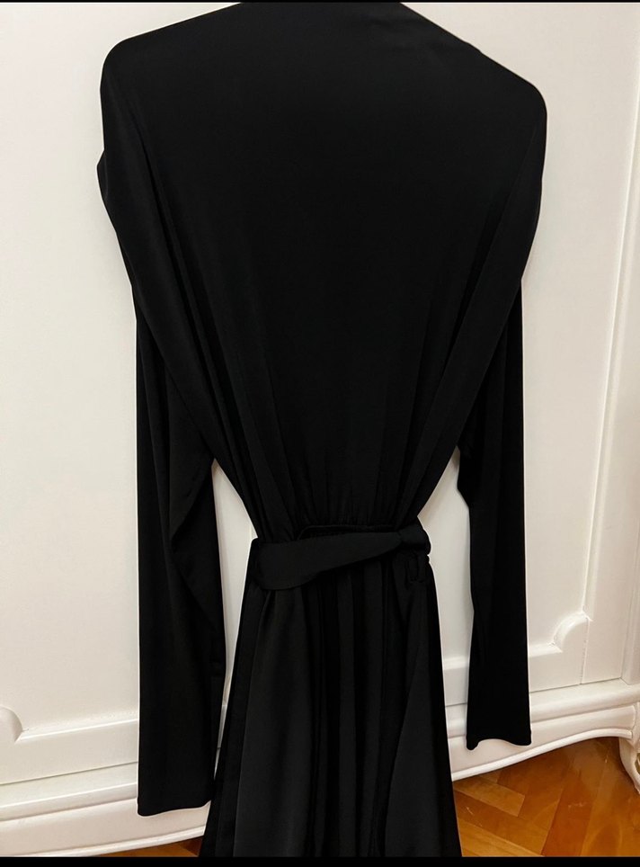 Kadın Siyah Pilili Midi Uzun Kollu Elbise - Görsel 2