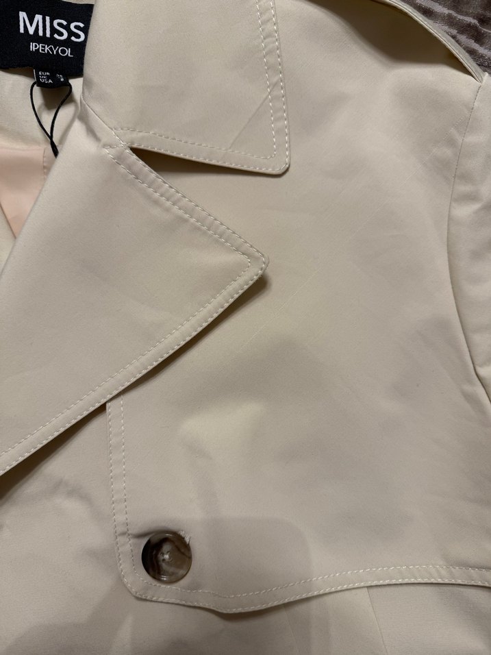 Bej Kadın Midi Trençkot - Görsel 3