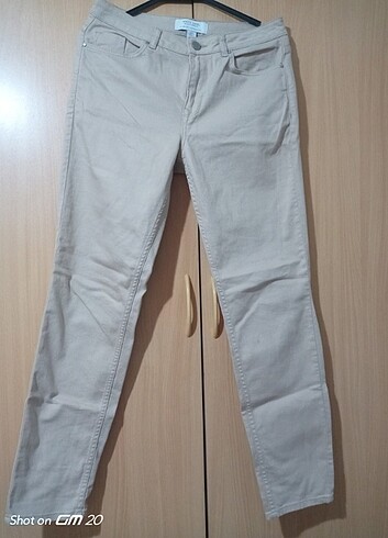 38 Beden Krem rengi kot pantolon