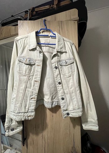 Mango Kadın Beyaz Denim Ceket Düğmeli Salaş Kesim