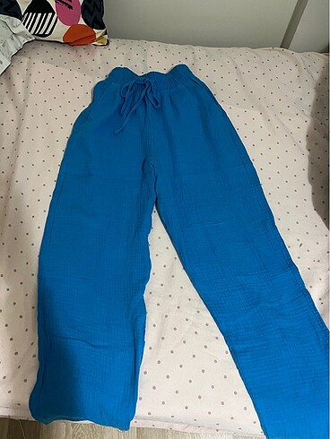 Mavi keten pantolon