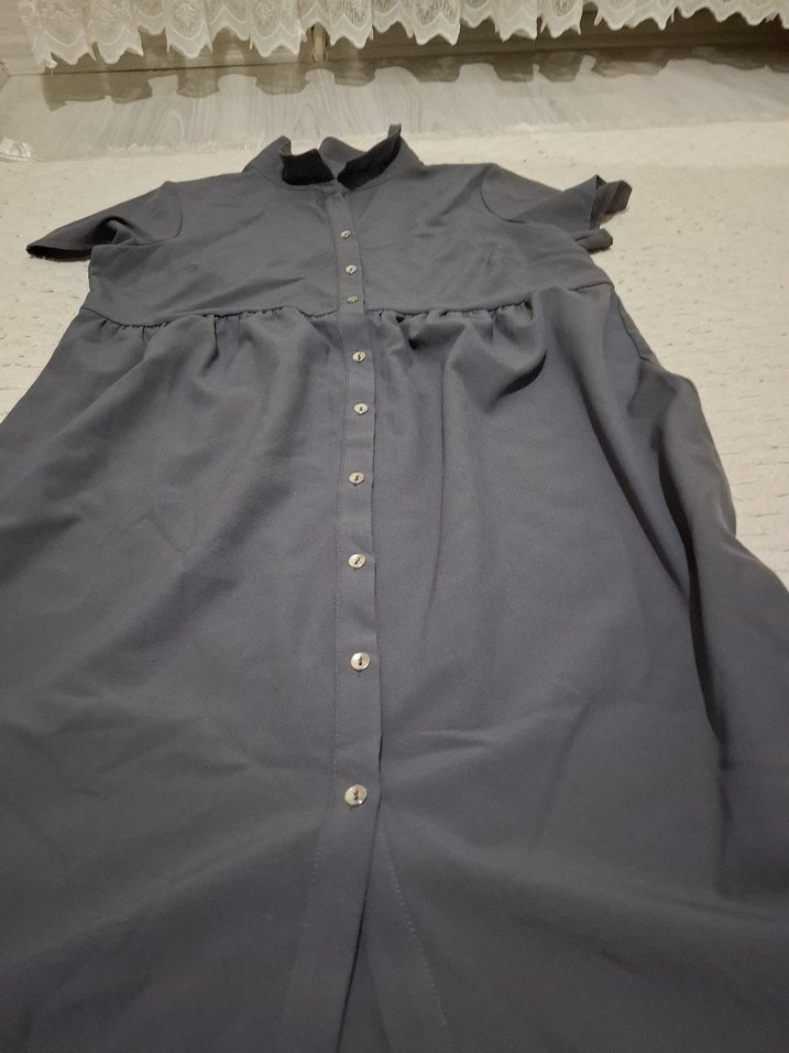 Gri Düğmeli elbıse - Görsel 4