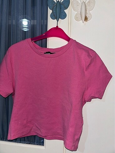 Defacto pembe tisort crop