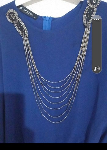 Mavi Drapeli Kadın Uzun Elbise - Görsel 6