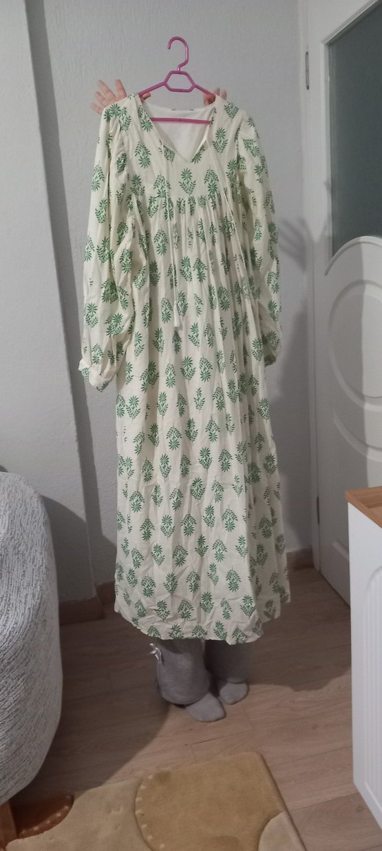 Nakışlı Yeşil Hamile Uzun Etek - Görsel 2