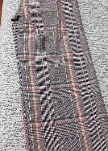 Gri Ekose Salaş Midi Kumaş Pantolon - Görsel 2