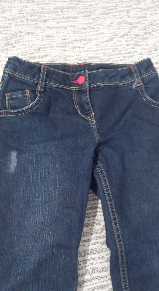 Kızlar için Mavi Geniş Kesim Kot Pantolon - Görsel 4