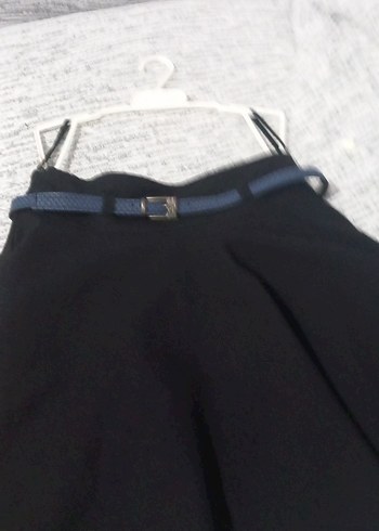 Kemer Detaylı Siyah Midi Mini Etek - Görsel 4