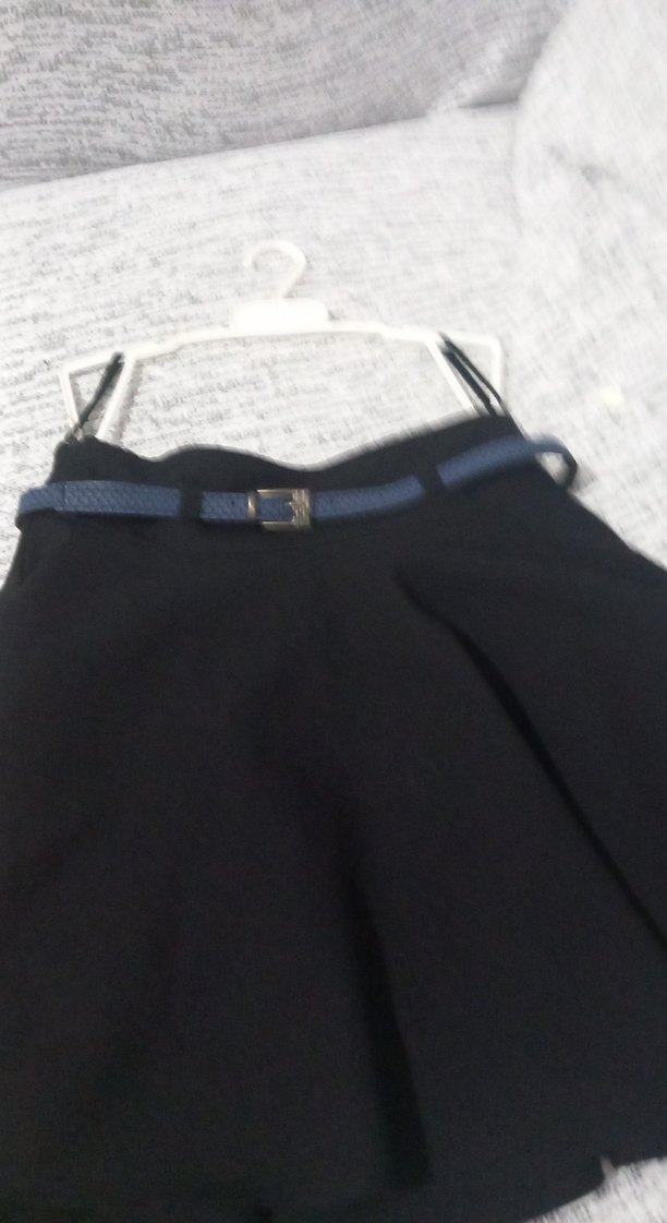 Kemer Detaylı Siyah Midi Mini Etek - Görsel 4