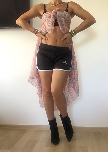 Uzun Boylu Bohem Çizgili Kadın Pareo - Görsel 4