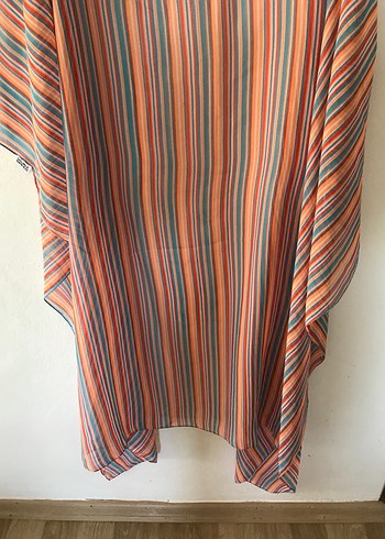 Uzun Boylu Bohem Çizgili Kadın Pareo - Görsel 8