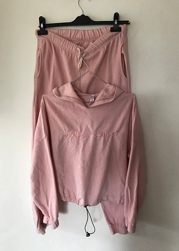 Pembe Kadın Rahat Kesim Eşofman Takım