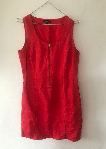 Kırmızı keten elbise - Görsel 6