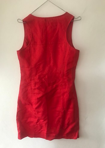 Kırmızı keten elbise - Görsel 8