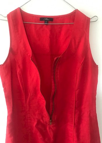 Kırmızı keten elbise - Görsel 10