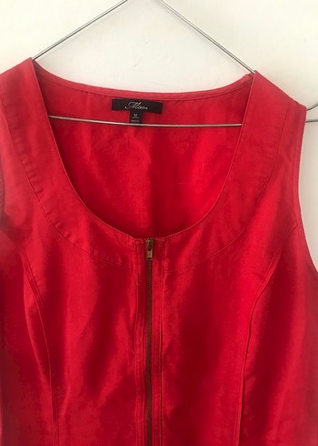 Kırmızı keten elbise - Görsel 9