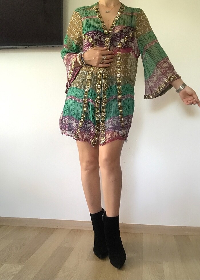 Boncuklu hırka/ Bikini üstü/ Pareo - Görsel 3