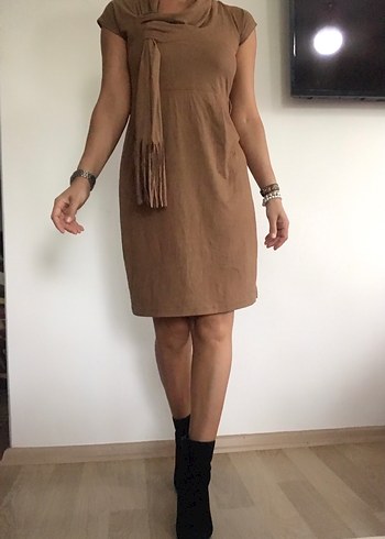 Yumuşak Süet Ofis Elbise - Görsel 2