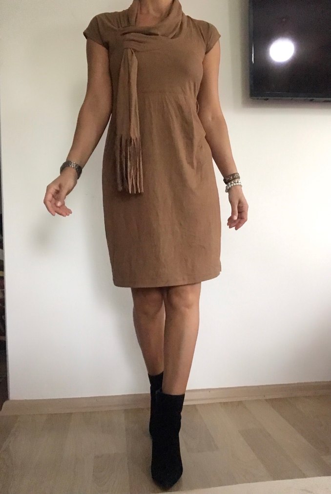 Yumuşak Süet Ofis Elbise - Görsel 2