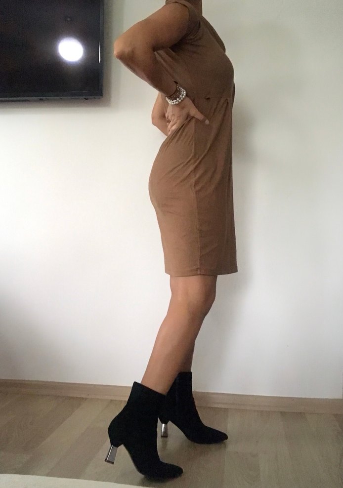 Yumuşak Süet Ofis Elbise - Görsel 3