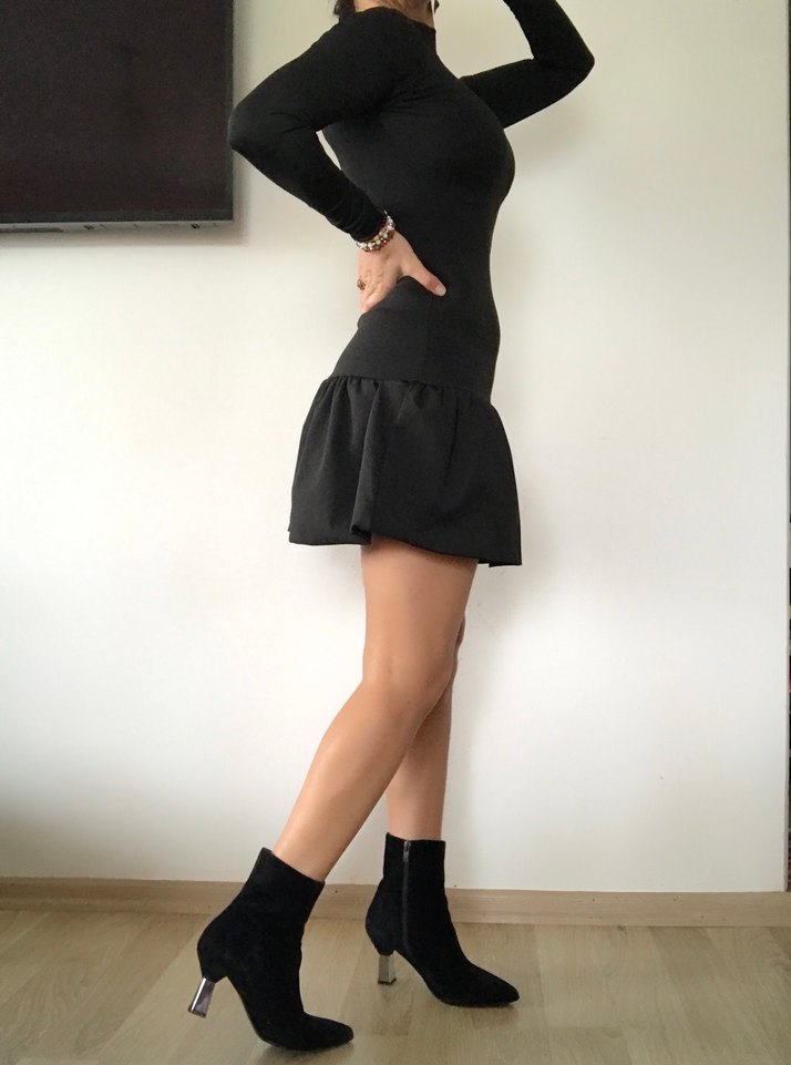 Siyah Esnek Elbise - Görsel 4