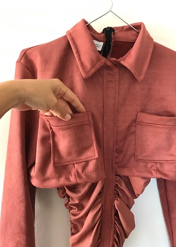 Scuba Süet Kumaş Tasarım Elbise - Görsel 8