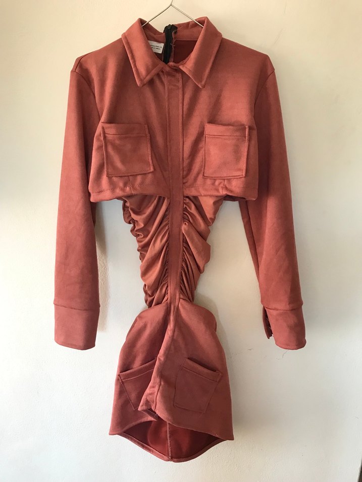 Scuba Süet Kumaş Tasarım Elbise - Görsel 4